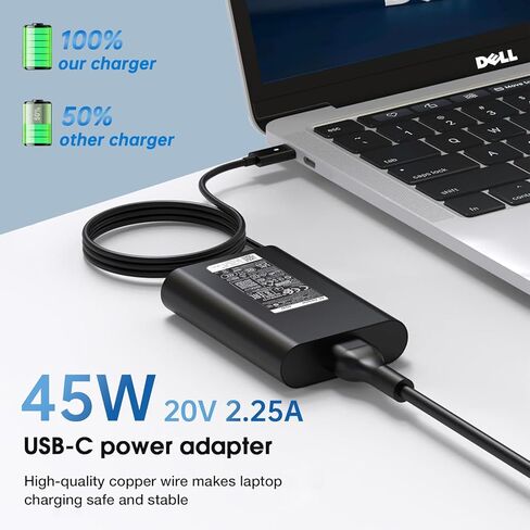الأصلي 45 واط USB C نوع C التيار المتناوب شاحن الكمبيوتر المحمول لديل XPS 12 13 9350 9360 9365 9370 9380 7390 9310 2 في 1 خط العرض 5175 7370 5285 7275 5290-2in1 AA45NM150 محول سلك التيار الكهربائي in Kuwait