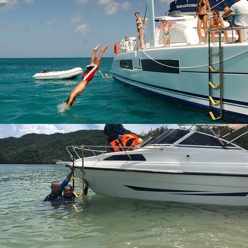 KXKZREN Boat Ladder 4 Steps Portable Rope Boarding Ladder Swim Ladder for Boat Pontoon Kayak Motorboat Canoeing Sailboat, Outdoor Climbing Ladders in Saudi Arabia