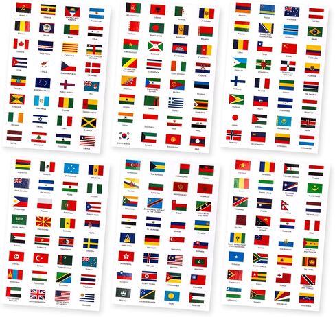 6 Sheet World Flag Stickers - Flags of The World Different Country Flags Sticker, Olympic Stickers for Party Decor Scrapbook Planner Journal (192 Pcs) in Saudi Arabia