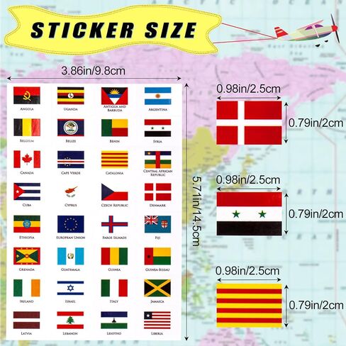 6 Sheet World Flag Stickers - Flags of The World Different Country Flags Sticker, Olympic Stickers for Party Decor Scrapbook Planner Journal (192 Pcs) in Saudi Arabia