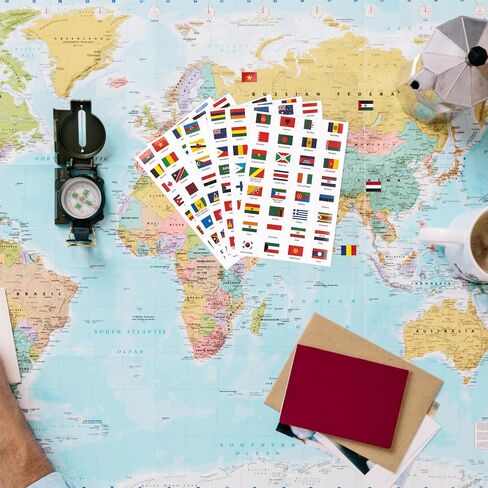 6 Sheet World Flag Stickers - Flags of The World Different Country Flags Sticker, Olympic Stickers for Party Decor Scrapbook Planner Journal (192 Pcs) in Saudi Arabia