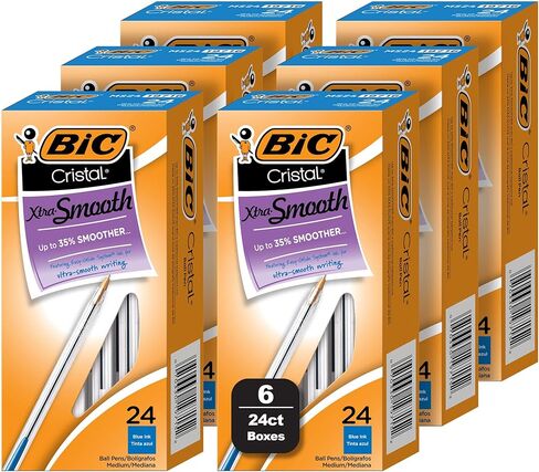 BIC Cristal Xtra Smooth Ballpoint Pen, Medium Point (1.0mm), Blue, 24-Count in Saudi Arabia