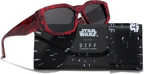DIFF Star Wars Darth Maul نظارات شمسية مستطيلة للرجال والنساء حماية مستقطبة من الأشعة فوق البنفسجية 400، رخامي سيث أسود داثومير أحمر رمادي فلكي in Kuwait