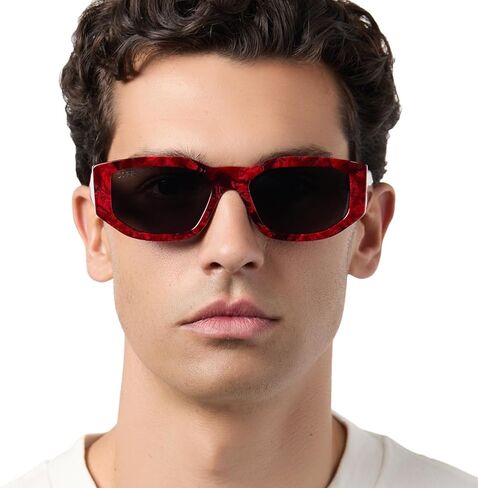 DIFF Star Wars Darth Maul نظارات شمسية مستطيلة للرجال والنساء حماية مستقطبة من الأشعة فوق البنفسجية 400، رخامي سيث أسود داثومير أحمر رمادي فلكي in Kuwait