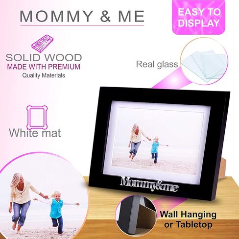 Klikel Daddy And Me Frame - Fathers Day Picture Frame - Black Wood Picture Frame With Silver Sentiments - Holds 1 4x6 Photo With Mat or 1 5x7 Photo Without Mat - Wall Mount And Table Desk Display in Saudi Arabia