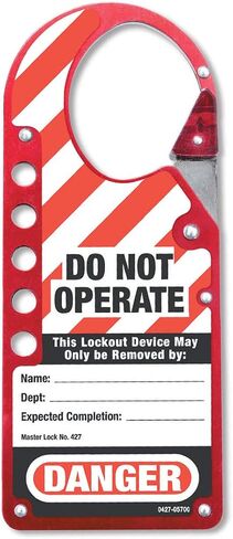 Master Lock Snap-On Lockout Hasp with Tag, Red in Saudi Arabia