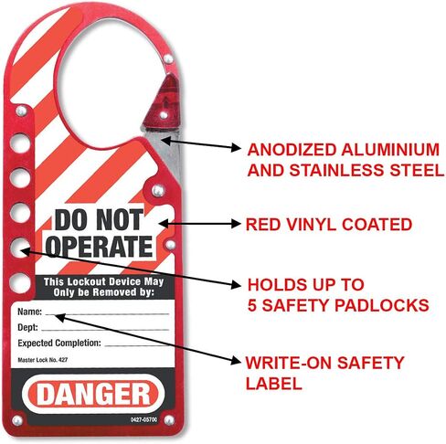 Master Lock Snap-On Lockout Hasp with Tag, Red in Saudi Arabia