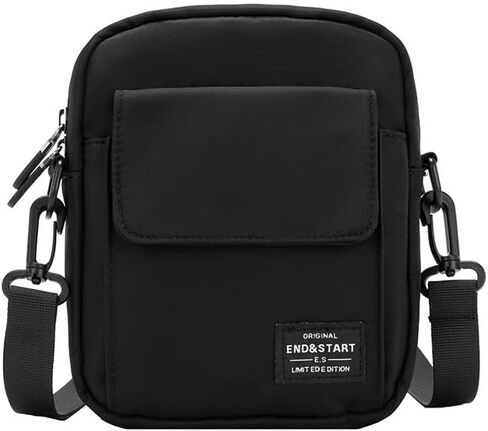 حقيبة ظهر رجالية صغيرة عصرية خفيفة الوزن وبسيطة وحقيبة كتف كاجوال وحقيبة كروس، باللون الأسود in Kuwait