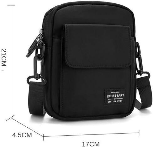 حقيبة ظهر رجالية صغيرة عصرية خفيفة الوزن وبسيطة وحقيبة كتف كاجوال وحقيبة كروس، باللون الأسود in Kuwait