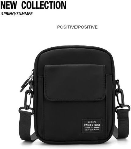 حقيبة ظهر رجالية صغيرة عصرية خفيفة الوزن وبسيطة وحقيبة كتف كاجوال وحقيبة كروس، باللون الأسود in Kuwait