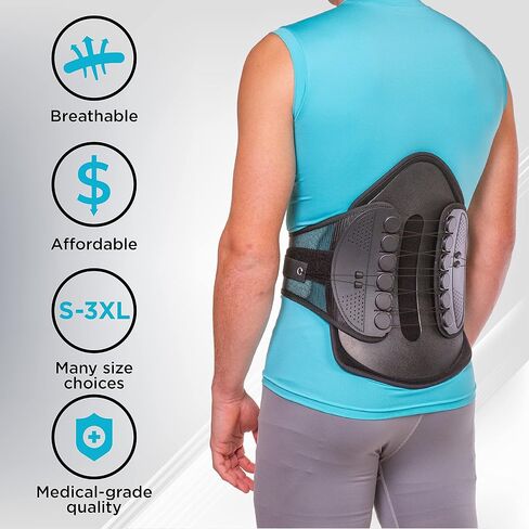 BraceAbility Lumbar Decompression Back Brace - Adjustable Semi-Rigid Lumbosacral Corset Belt for Discectomy, Laminectomy, Disc Injury, Back Muscle Spasms, Pre and Post Spine Surgery Protection (Large) in Saudi Arabia