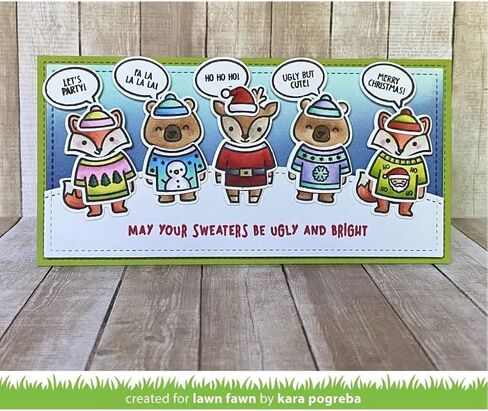 Lawn Fawn Ugly and Bright 4"x6" Clear Stamp Set, Coordinating Dies, Bundle of 2 Items (LF2947, LF2948) in Saudi Arabia