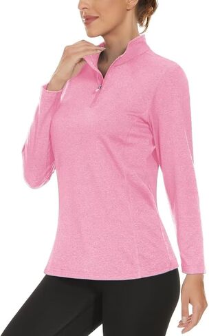 Boladeci قمصان نسائية طويلة الأكمام ربع سحاب بلوفر UPF 50+ حماية من الشمس قمصان غولف طفح الحرس الأشعة فوق البنفسجية SPF القمم in Kuwait