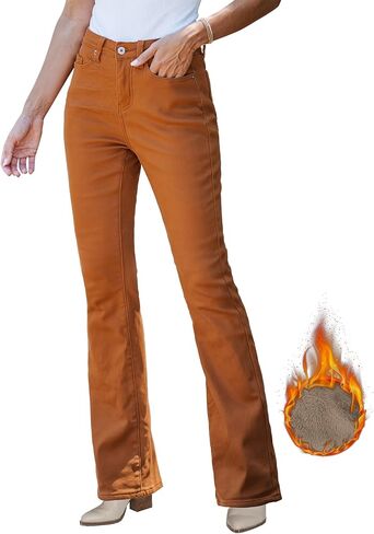 GRAPENT Bootcut Jeans for Women High Waist Stretchy Fleece Lined Pants Flare Jeans Denim Thermal Pants Winter Clothes in Saudi Arabia