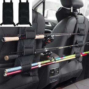 1 Pair(2 Pack) Car Seat Fishing Rod Holder with Magic Tape Straps and Storage Bag