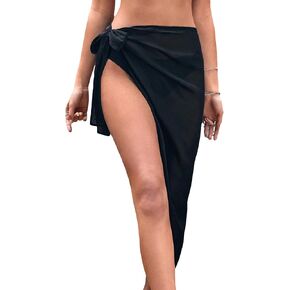 OYOANGLE Women's Sarong Coverups Sheer Knot Side Beach Wrap Skirts Swimsuit Cover Up Skirt in Saudi Arabia