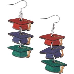 Azusa Sun Irregular Wooden Bookshelf Drop Dangle Earrings Fun Book Club Book Lover Earrings Librarian Earrings Decorative Earrings Gift for Women Girl Teacher