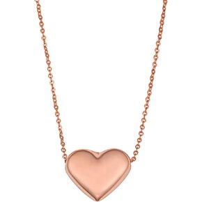 Jewelry Affairs 10K Real Gold Puffed Heart Pendant Necklace, 18"