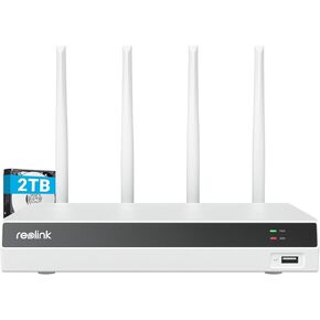 REOLINK 12-Channel 4K WiFi NVR with WiFi 6 and 2.4/5 GHz WiFi, Built-in 2TB HDD, Support 12MP/8MP/5MP/4MP HD Reolink IP Cameras, 24/7 Recording for Home Security Camera System, Not PoE Ports, RLN12W