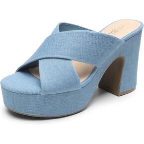 DREAM PAIRS Women's Platform Heels Open Toe Slip on Heels for Women High Chunky Block Wedges Sandals Dressy Pumps Shoes