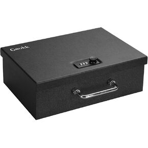 Safe Lock Box, Safe Box Chest Carry Handle, Steel Security Safe Box, Metal Cash Box, 0.25-Cubic Feet, XL Black