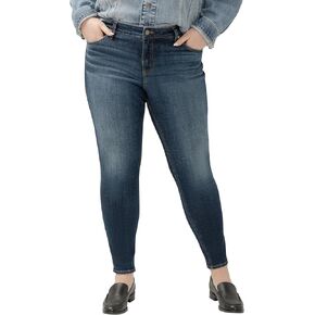 Silver Jeans Co. Women's Plus Size Elyse Mid Rise Comfort Fit Skinny Jeans
