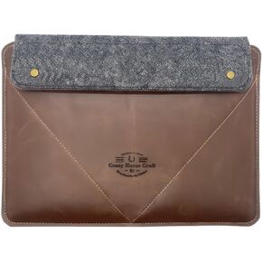 iPad Pro 12.9"/ MacBook Air Pro 13 15 inch 16-inch Laptop Vintage Leather Sleeve (Coffee, 16-inch)
