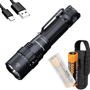 Fenix PD40R v3.0 High Lumen USB-C Rechargeable Flashlight, 3000 Lumen with Two ARB-L21-5000 and LumenTac Organizer