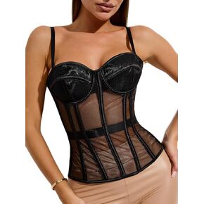 Perfect Corset NYC OVERBUST Mesh Corset Top Lace up with 15 Steel Boned