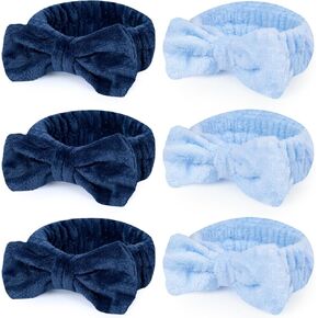 Shindel 6PCS Makeup Headbands for Women, Spa Headband Bow Tie Hair Band Coral Fleece Head Wraps for Washing Face Skincare Shower Sports Yoga 6 Assorted Colors