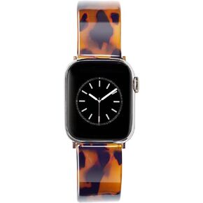 Cute Resin Watch Band Compatible with Apple Watch Band 38mm 40mm 41mm 42mm 44mm 45mm 49mm Tortoise Shell Watch Band Bracelet with Adjustable Links Stainless Steel Buckle for Caramel Pink iWatch Band Series SE Series 8 7 Ultra 6 5 4 3 2 1 for Women