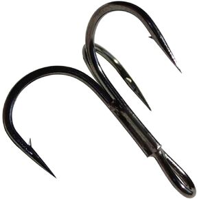 CAJOAUIS100pcs Fishing Treble Hooks Sharp Black Treble Fishing Hooks Round Bend Strong High Carbon Steel Barbed Fish Hook for Catfish Bass Trout Freshwater Saltwater Size: 2#-12#