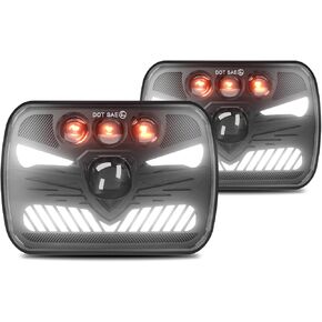 Shkalacar 5x7 7x6 LED Headlights 7inch Square LED Headlamp with Daytime Running Lights Turn Signal Hi/Low Sealed Beam, Compatible with Jeep Cherokee XJ Wrangler YJ Comanche MJ