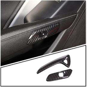 ABS Plastic Car Door Electric Switch Button Frame Protector Cover Compatible for Chevrolet Corvette C7 2014 2015 2016 2017 2018 2019 Car Decor Cover Trim Interior Accessories (Carbon Fiber Texture)