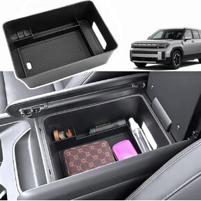2024 Santa Fe Accessories Center Console Organizer for Hyundai Santa Fe (SE/SEL/XRT/Limited/Calligraphy), Durable ABS Plastic&Anti-slip Rubber 2024 Santa Fe Console Tray Insert (Armrest Tray)