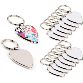 AQWJ 12PCS Sublimation Blanks Keychains，Metal Heart Shape Blank Key Rings for Heat Press Sublimation Custom Personalised Sublimation Photo