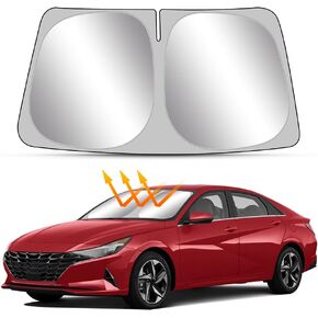 Car Sun Shade for Hyundai Elantra 2021 2022 2023 2024 Hybrid Auto Interior Accessories Foldable Sunshade Windshield Visor Foldable Cooler Protector Front Windows Cover Shield