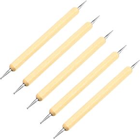 Utoolmart Ball Styluses Dotting Tools, Dual Ends Ball Tip Wooden Handle Nails Dotting Decorative Tools, Embossing Pattern Clay Sculpting Wax Polymer, 5 Pcs