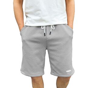 Men's Casual Beach Shorts Drawstring Elastic Waist Waffle Texture Shorts for Men Jogging Hiking Golf Shorts