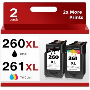 260XL 261XL Black Color Compatible Ink Cartridge Replacement for Canon PG-260 CL-261 PG260 CL261 XL PG260XL CL261XL Combo for TR7020 TR7020a TR7022 TS6420 TS6400 TS5300 TS5320 TS6420a Printer,2-Pack