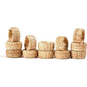 Easter Napkin Rings Set of 12, Rattan Napkin Rings, Napkin Rings Bulk for Party Decoration, Dinning Table, Everyday, Family Gatherings - A Great Tabletop Décor - Natural Napkin Holder