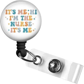 It's me,Nurse Badge Reel,Retractable Name Card Badge Holder with Alligator Clip, Medical MD RN Nurse Badge ID, Badge Holder, Office Employee Name Badge