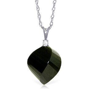 Galaxy Gold GG 14K Solid Gold Necklace with Natural Diamond and Twisted Briolette Black Spinel