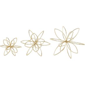 CosmoLiving by Cosmopolitan Metal Floral Handmade Decorative Sculpture Home Decor Statues, Set of 3 Accent Figurines 8", 7", 5"H, Gold in Kuwait