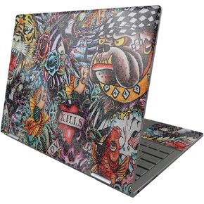 MightySkins Glossy Glitter Skin Compatible with HP Envy x360 13" (2022) - Old School Tattoo | Protective, Durable High-Gloss Glitter Finish | Easy to Apply and Change Styles | Made in The USA