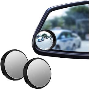 2PCS Blind Spot Mirror, Side View Mirror, 360° Wide Angle Adjustable Car Convex Mirrors, 2.17" HD Glass Rear View Mirror with Reusable Suction Cup Universal for Car SUV Truck (Black)
