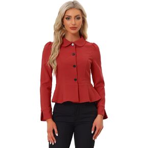 Allegra K Peplum Blazer for Women's Peter Pan Collar Ruffle Hem Elegant Office Work Blazers in Kuwait