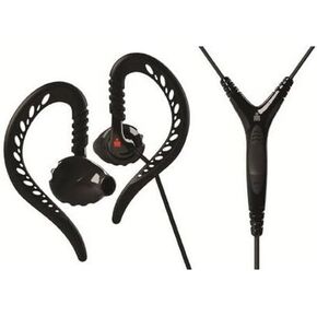 Yurbuds Ironman Focus PRO Behind The Ear Performance Earloop Fit Sport Earphones with 3-Button Control and Mic, Black-10201 - Bulk Packaging