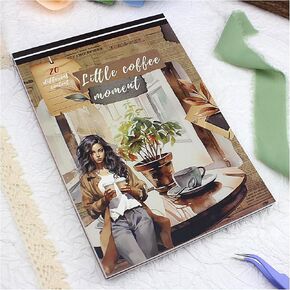 Dwpetzo Pre-Cut Journal Sticker Book for Adults Journaling, Dual Material (PET & Paper) Coffee House People Scrapbook Stickers for Junk Journals, Scrapbooking Supplies, DIY Crafts Art