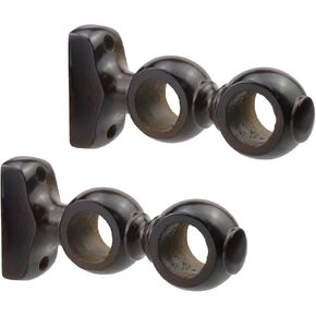 Woogim Wood Curtain Brackets Window Curtain Double Holders for Window Hardware Rod Holders 28mm/1.1inch 2 PCS (Coffee Color)